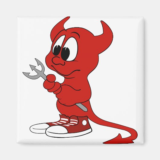 Devil Red Demon Cartoon Satan Evil Hell Heat Magnet (Vorne)