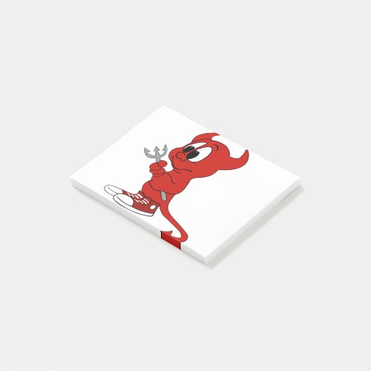 Devil Red Demon Cartoon Satan Evil Hell Heat Post-it Klebezettel (angewinkelt)