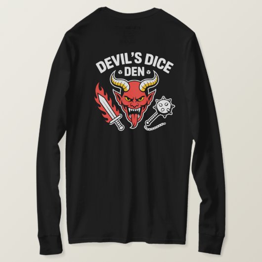 Devil’s Dice Den RPG Gamer T‑Shirt – Red Demon Hea T-Shirt (Design Rückseite)