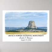 Devil’s Tower National Monument Wyoming, Aquarell Poster (Vorne)