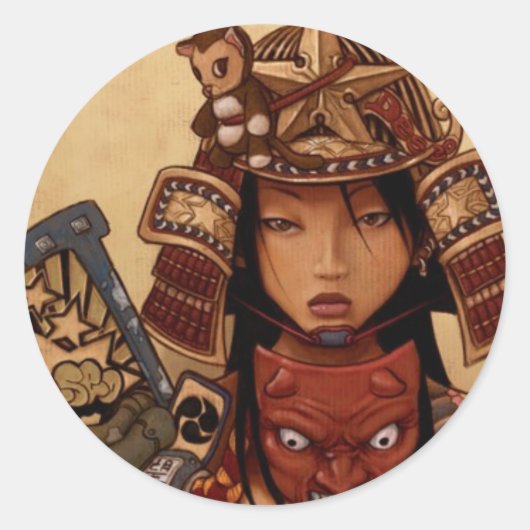 Devil Samurai Girl Sticker (Vorderseite)