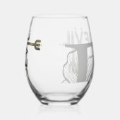 DEVIL Stemless Weine Glass Abstrakt Black Gold Weinglas Ohne Stiel (Rechts)