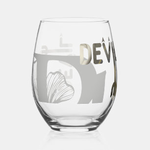 DEVIL Stiel-Weinglas Abstract Schwarz Gold Weinglas Ohne Stiel