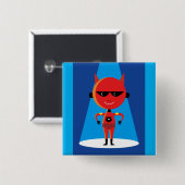 Devil Superhero Character Bold Red and Blue Button (Vorne & Hinten)