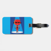 Devil Superhero Character Bold Red and Blue Gepäckanhänger (Rückseite horizontal)