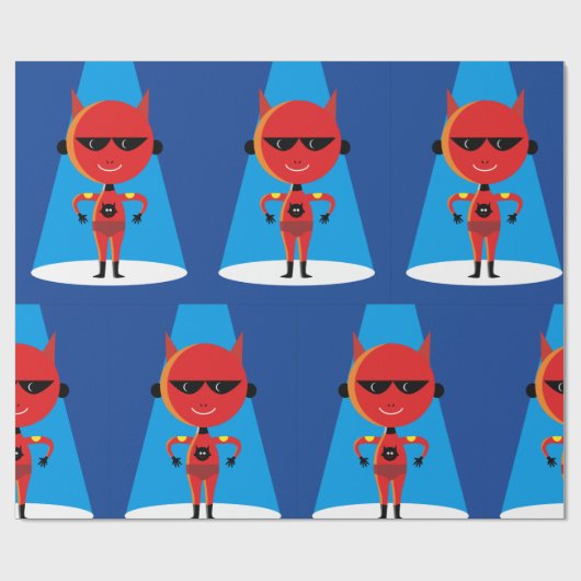 Devil Superhero Character Bold Red and Blue Geschenkpapier (Flach)