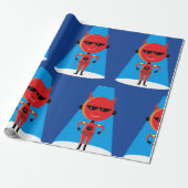 Devil Superhero Character Bold Red and Blue Geschenkpapier (Ungerollt)