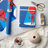Devil Superhero Character Bold Red and Blue Geschenkpapier