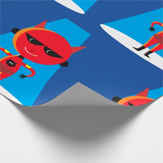 Devil Superhero Character Bold Red and Blue Geschenkpapier