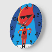 Devil Superhero Character Bold Red and Blue Große Wanduhr (Winkel)