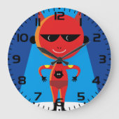 Devil Superhero Character Bold Red and Blue Große Wanduhr (Vorderseite)