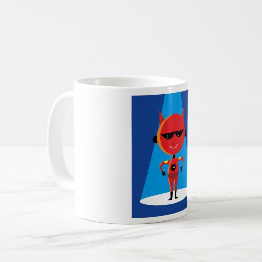 Devil Superhero Character Bold Red and Blue Kaffeetasse (Vorderseite Links)