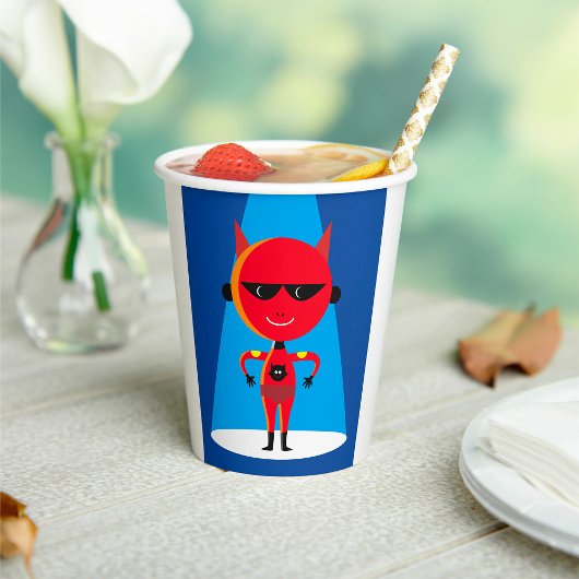 Devil Superhero Character Bold Red and Blue Pappbecher