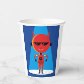 Devil Superhero Character Bold Red and Blue Pappbecher (Vorderseite)