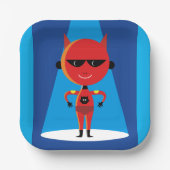 Devil Superhero Character Bold Red and Blue Pappteller (Vorderseite)