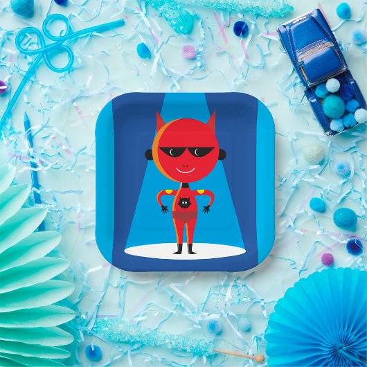 Devil Superhero Character Bold Red and Blue Pappteller