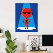 Devil Superhero Character Bold Red and Blue Poster (Heimbüro)