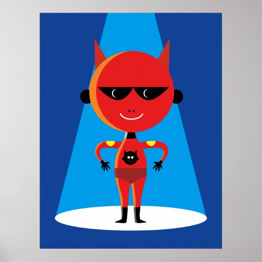 Devil Superhero Character Bold Red and Blue Poster (Vorne)