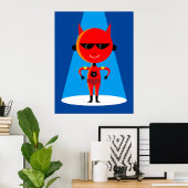 Devil Superhero Character Bold Red and Blue Poster