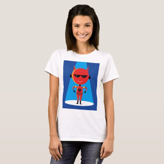 Devil Superhero Character Bold Red and Blue T-Shirt (Vorne ganz)