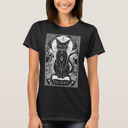 Devil Tarot Card Cat Tarot Card T-Shirt (Vorderseite)