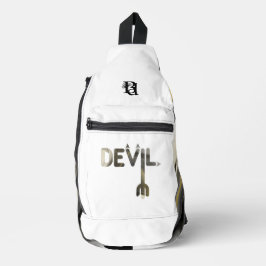 DEVIL White Sling Bag Trend Abstrakt Black Gold