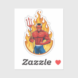 Devil with trident aufkleber