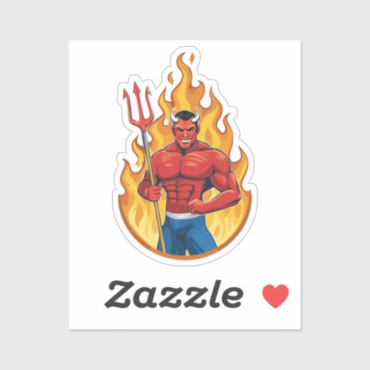 Devil with trident aufkleber (Blatt)