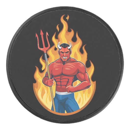 Devil with trident eishockey puck (Vorderseite)