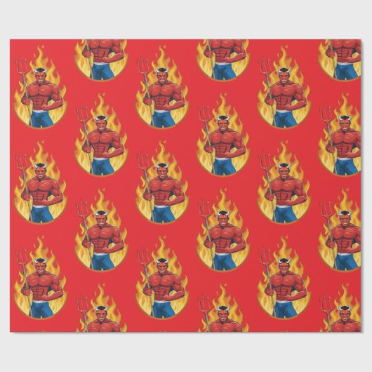 Devil with trident geschenkpapier (Flach)