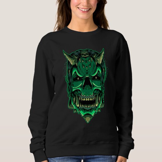 Devil Zombie Creepy Satan Evil Demon Head Skull Ha Sweatshirt (Vorderseite)