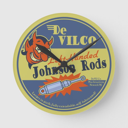 DeVILCO Left-Handed Johnsons Runde Wanduhr (Vorderseite)