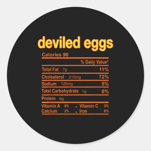 Deviled Egg Nutrition Facts Funny Thanksgiving Chr Runder Aufkleber (Vorderseite)