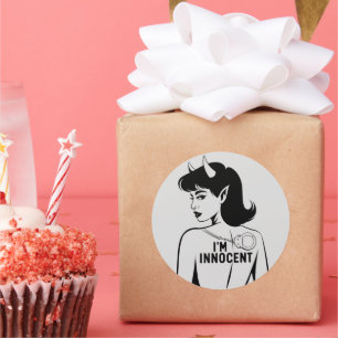 Devilish Innocent Woman Runder Aufkleber