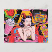 Devilish Woman im Retro Diner Comic Book Postkarte (Vorderseite)