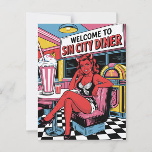 Devilish Woman im Sin City Diner Comic Book Postkarte