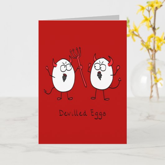 Devilled Eggs - Funny Halloween Grußkarte Karte (Gelbe Blume)