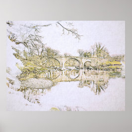 Devil's Bridge Kirkby Lonsdale Pencil Sketch Poster