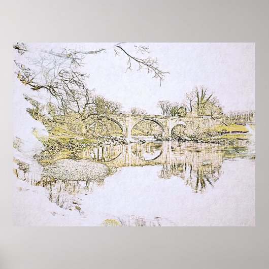 Devil's Bridge Kirkby Lonsdale Pencil Sketch Poster (Vorne)