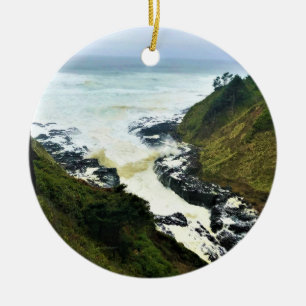 Devil's Churn, Cape Perpetua, Oregon Coast Keramik Ornament