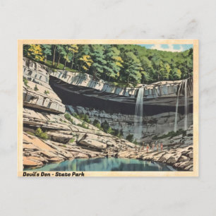 Devil's Den Staat Park Vintager Wasserfall Postkar Postkarte