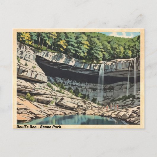 Devil's Den State Park Vintage Wasserfall Postkart Postkarte (Vorderseite)
