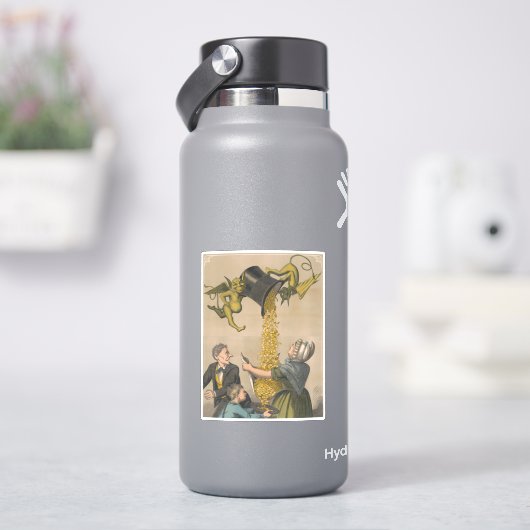 Devils, die Goldmünzen in die Schürze der Frau gie Aufkleber (HydroFlask)