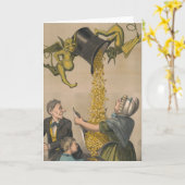 Devils, die Goldmünzen in die Schürze der Frau gie Karte (Gelbe Blume)