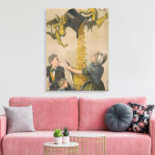 Devils, die Goldmünzen in die Schürze der Frau gie Leinwanddruck (Insitu (Wohnzimmer))