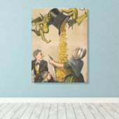 Devils, die Goldmünzen in die Schürze der Frau gie Leinwanddruck (Insitu (Holzboden))