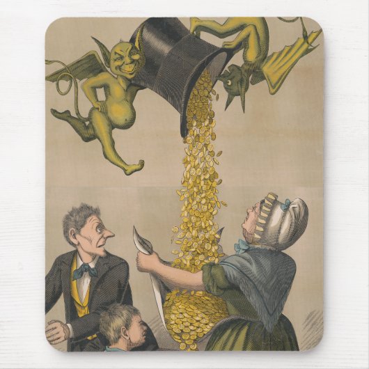 Devils, die Goldmünzen in die Schürze der Frau gie Mousepad (Vorne)