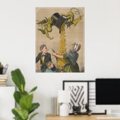 Devils, die Goldmünzen in die Schürze der Frau gie Poster (Heimbüro)