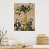Devils, die Goldmünzen in die Schürze der Frau gie Poster (Küche)