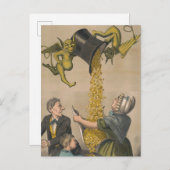 Devils, die Goldmünzen in die Schürze der Frau gie Postkarte (Vorne/Hinten)